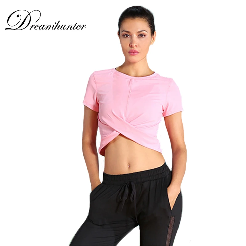 Summer Yoga Tops Women O Neck Short Sleeved Solid T shirt Quick Dry