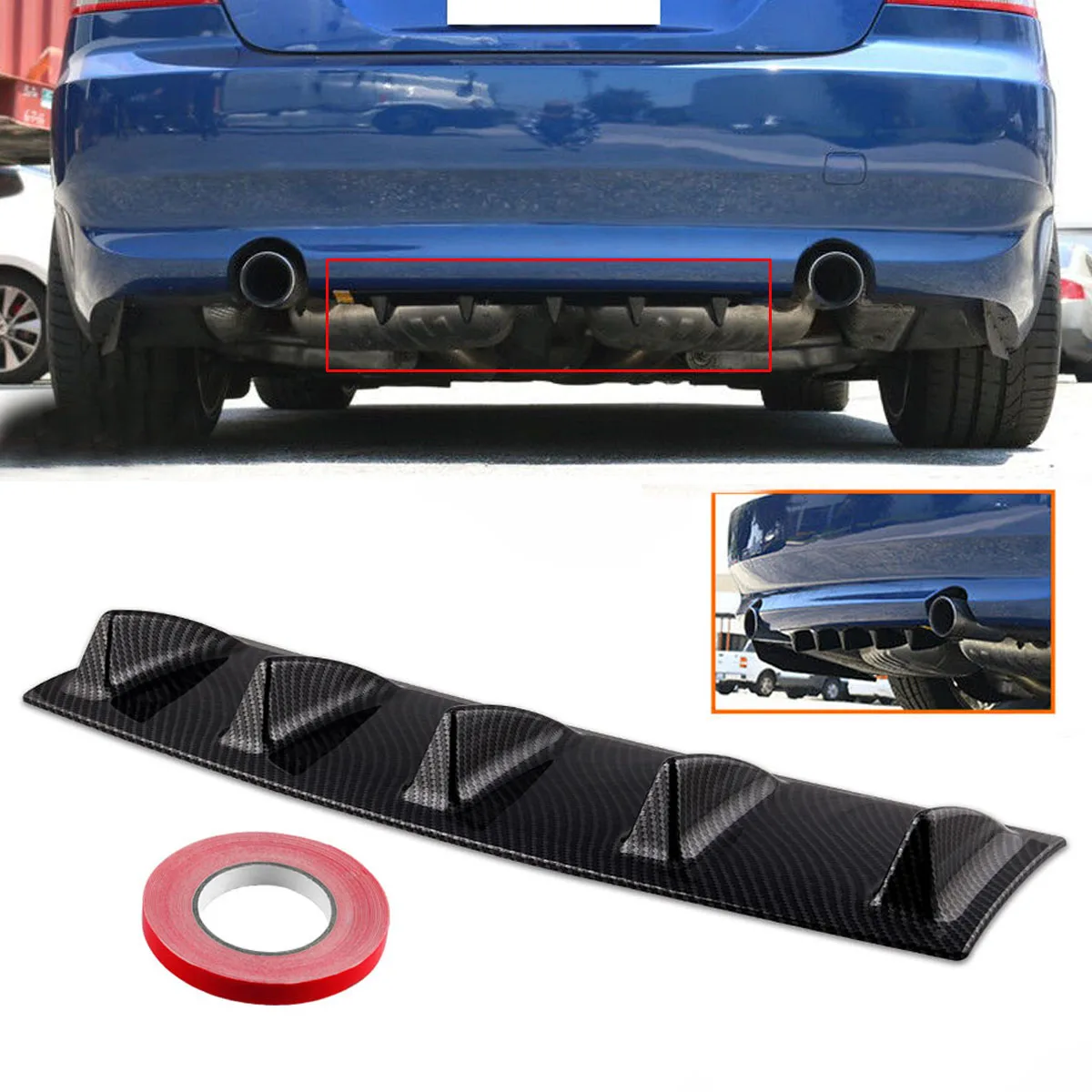 Universal 23" x6"/14''x6'' Car Rear Body Bumper Diffuser Lip Diffuser
