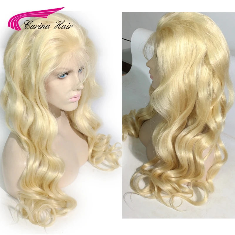 Carina Hair Pure 613 блонд полностью кружевные парики с детскими волосами отбеленные узлы бразильские волнистые человеческие волосы Remy парики предварительно выщипанные