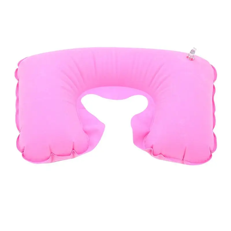 U-образная надувная подушка для шеи, шейного позвонка, тяговое устройство для шеи, плеч, расслабляющая боль, массажер, подушка, воздушная подушка для путешествий - Цвет: Розовый