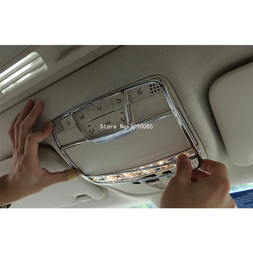 Автомобильный накладка на лампу для чтения, отделка, декоративные полосы интерьера на потолочную лампу, рамки для Mercedes Benz C Class W205 GLC E W213