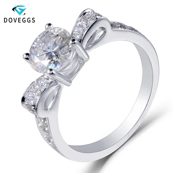 

DovEggs Genuine 14K 585 White Gold 1.2 Ct Center 7mm Round Brilliant Lab Created Moissanite Diamond Engagement Rings For Women