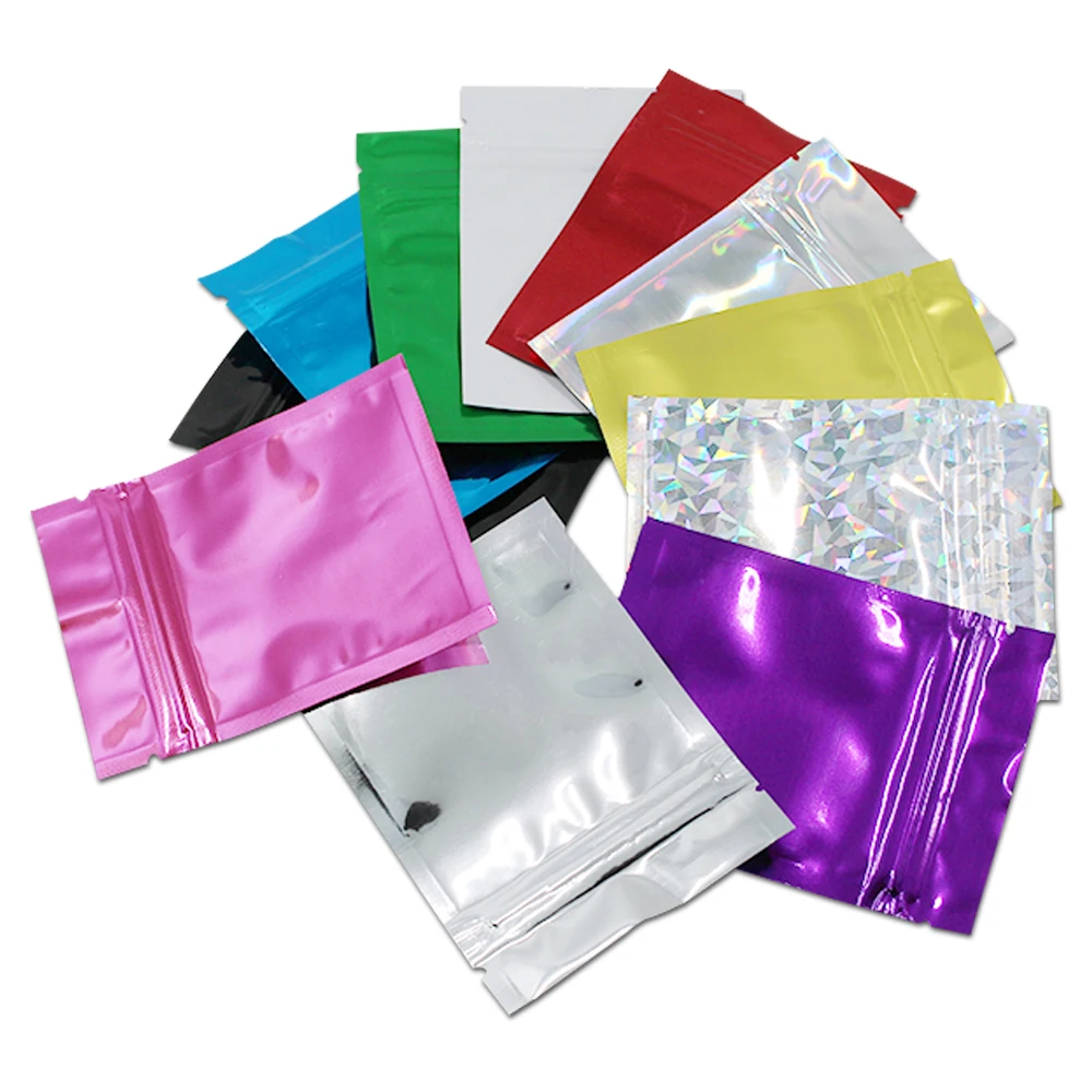 200Pcs (7.5x10cm) Mylar Foil Zipper Packing Pouch Aluminum Foil Snack