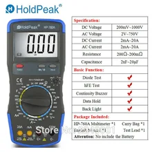 Multimetro HoldPeak HP-760A Цифровой мультиметр; Емкость Измеритель сопротивления цифровой мультиметр