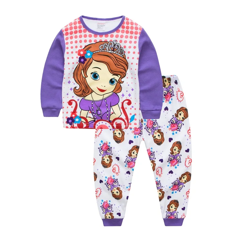 

Baby Pajamas Suit Girls Princess Sleepwear Sleep Suits Kids T-shirts Pants Children pyjama 100% COTTON Tops Trousers home wear