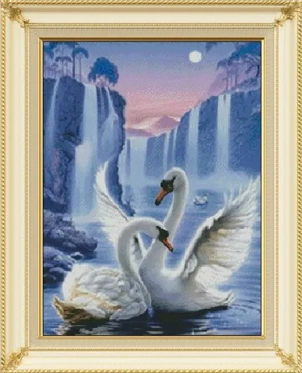 

2015 New 100% Full Area Highlight Diamond Needlework Diy Diamond Painting Kit 3D Diamond Cross Stitch swans Embroidery 30x40cm