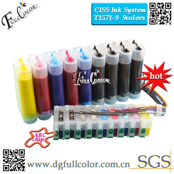 Free shiping T1571 Ink System CISS Full of Specialized Pigment Ink For EPSON Stylus Photo R3000 Printer Ink T1571-T1579 9colors