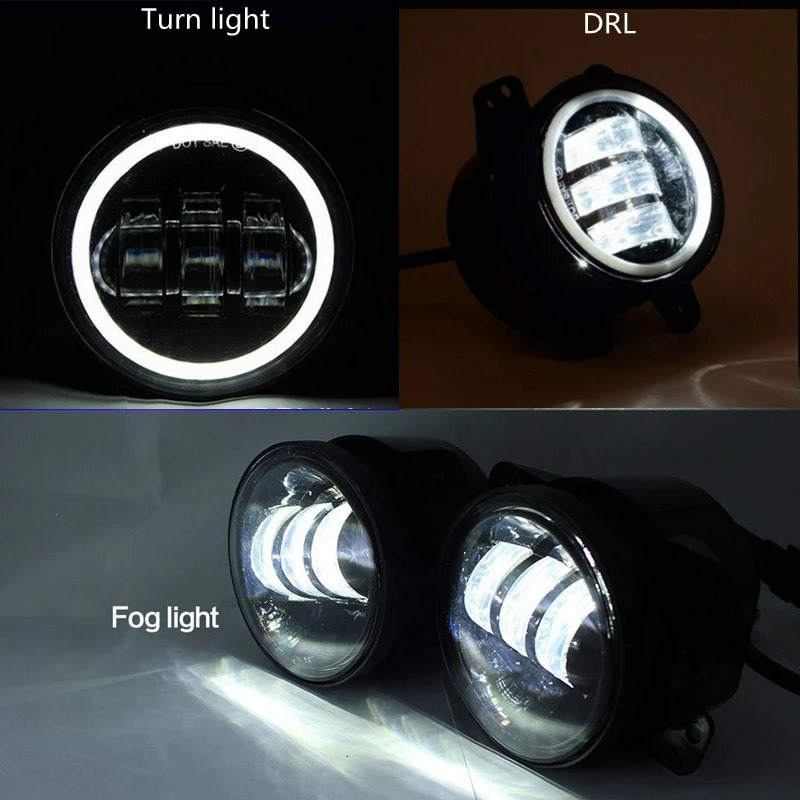 

1 Pair 4 Inch Round Led Fog Headlights 30W Projector lens White Halo For Jeep Wrangler Jk Dodge Chrysler Front Bumper Lights
