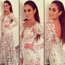 Robe de soiree backless spitze abendkleider 2016 v neck frauen pageant kleid langen ärmeln foraml abschlussball-partei-kleid vestidos
