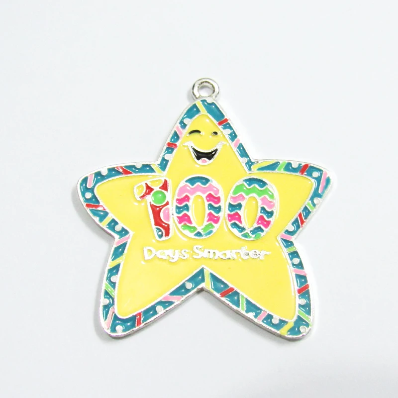 

10pcs/bag Newest 48mm*48mm '100 Days Smarter' Colorful Enamel Star Pendants