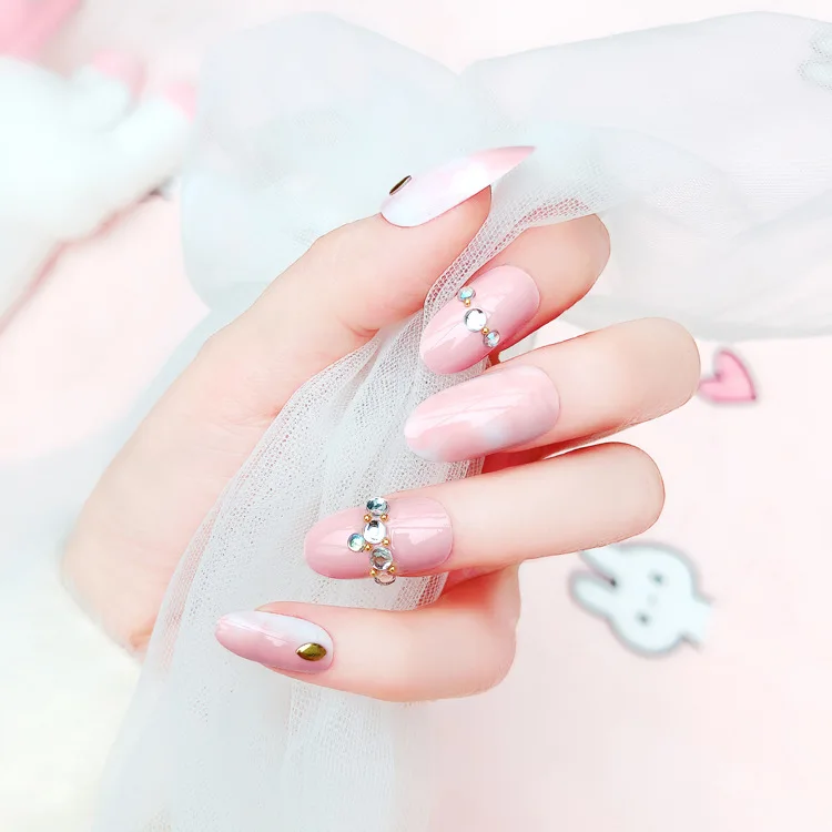 24 Pcs Pink Fake Nails Acrylic Gel French Nail Salon False Tips Makeup Tools Women Art# | Красота и здоровье