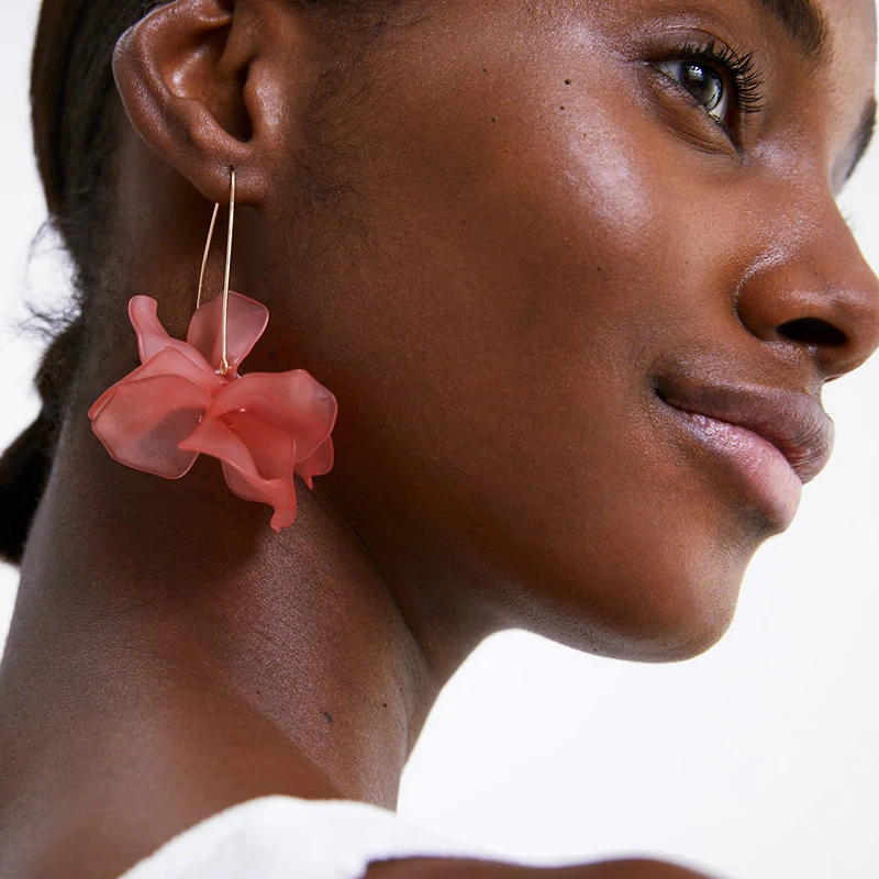 

Miwens Pink Acrylic Flowers Drop Hanging Earrings Women Big Cute Beauty Jewelry Party Statement Wild Temperament Girls Gift A843