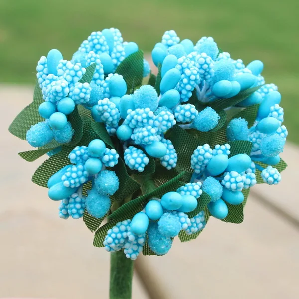 12 шт./лот, искусственные цветы с сахаром, дешевые искусственные цветы для свадебного украшения, сделай сам, венок, скрапбукинг, подарок, цветок для рукоделия - Цвет: Blue