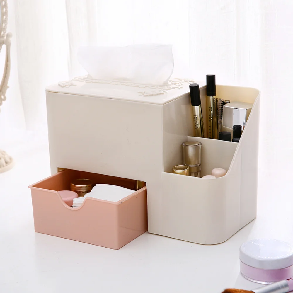 

Tissue box drawer type cosmetics storage box plastic desktop paper remote control storage box wx10161024