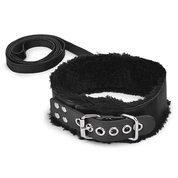 Bdsm Collar Leather And Leash Plush Fetish Bondage Sex Necklace SM Toys Restraints Sex Toys For Adults Women Men Couples Games 1