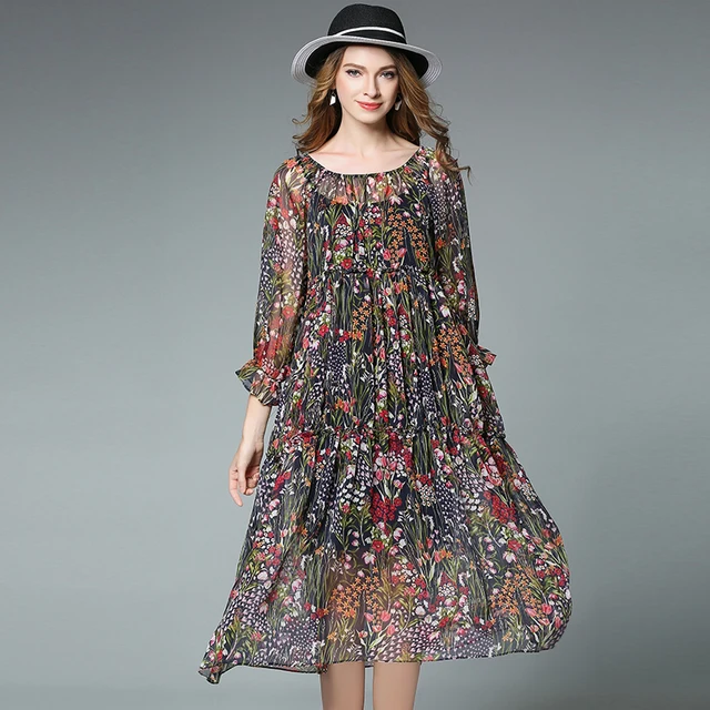 3/4 Sleeve Chiffon Dresses
