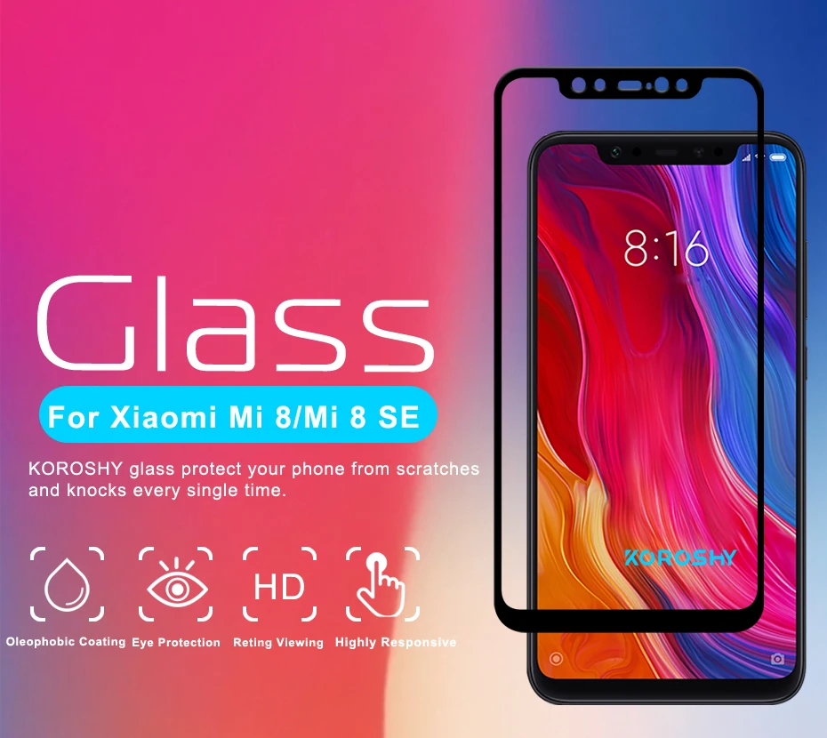 KOROSHY Real 2.5D Full Cover Tempered Glass for Xiaomi Mi 8 SE Mi8 Xiomi Mi8 Screen Protector 9H Protective Toughened Glass Film (4)