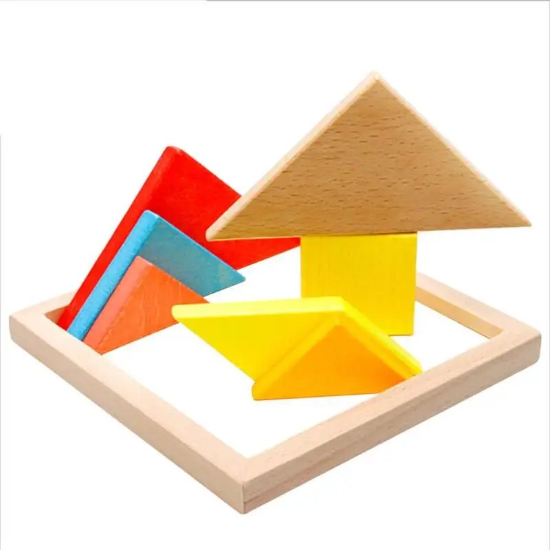 Детские деревянные строительные блоки, Детские обучающие игрушки Монтессори, детская Развивающая игра, развивающая игра, Когнитивная сортировочная деревянная коробка - Цвет: 14x14x1.5cm