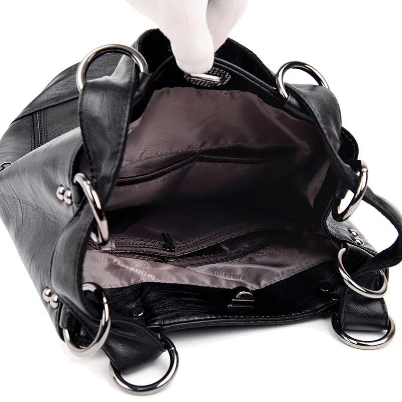 “ Mochilas de Grife para Meninas Grande Urso pu Leather Rivet