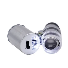 10 шт./партия 60X nini портативный карманный микроскоп Светодиодная лампа увеличительный Карманный микроскоп для ювелирных изделий валютный дектектор 39