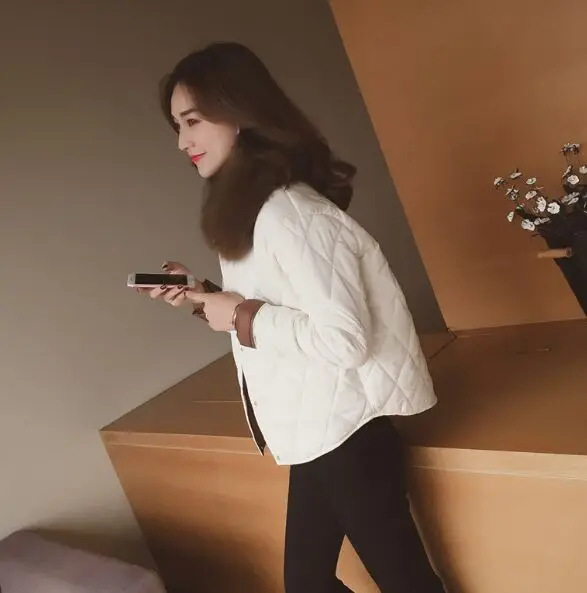 

Winter Jacket Women Hairy Collar Cotton Jackets Girls Large Warm Parkas Coat Female Autumn Short Outerwear