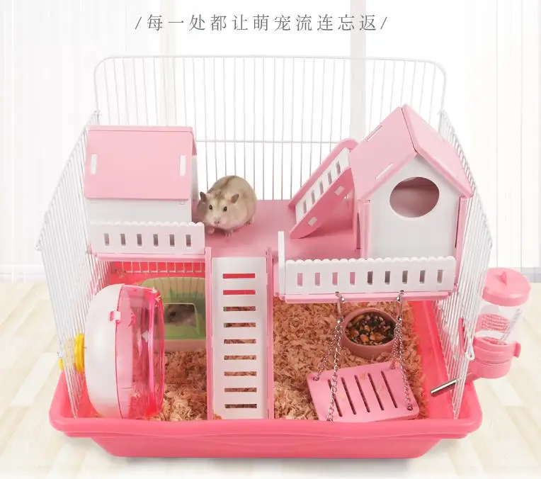 

Pet Deluxe Villa, Acrylic Golden Bear Deluxe Single-deck Amusement Park, Supporting Bahroom, silent running wheelHamster's nest