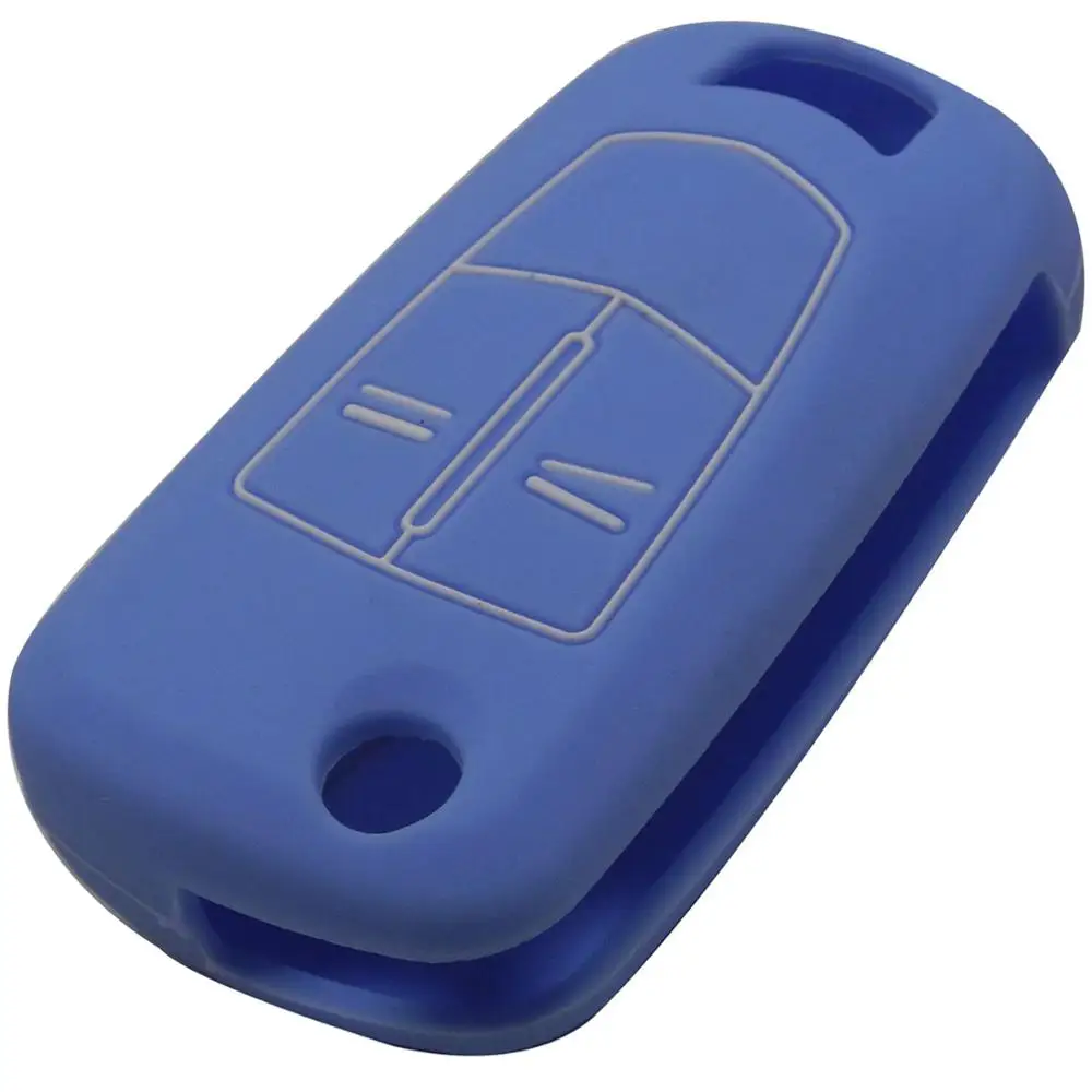 Jingyuqin 2/3 кнопки силиконовый чехол для ключей брелок чехол для Vauxhall Opel Corsa Astra Vectra Signum пульт дистанционного управления откидной Складной автомобильный чехол для ключей - Название цвета: Light Blue