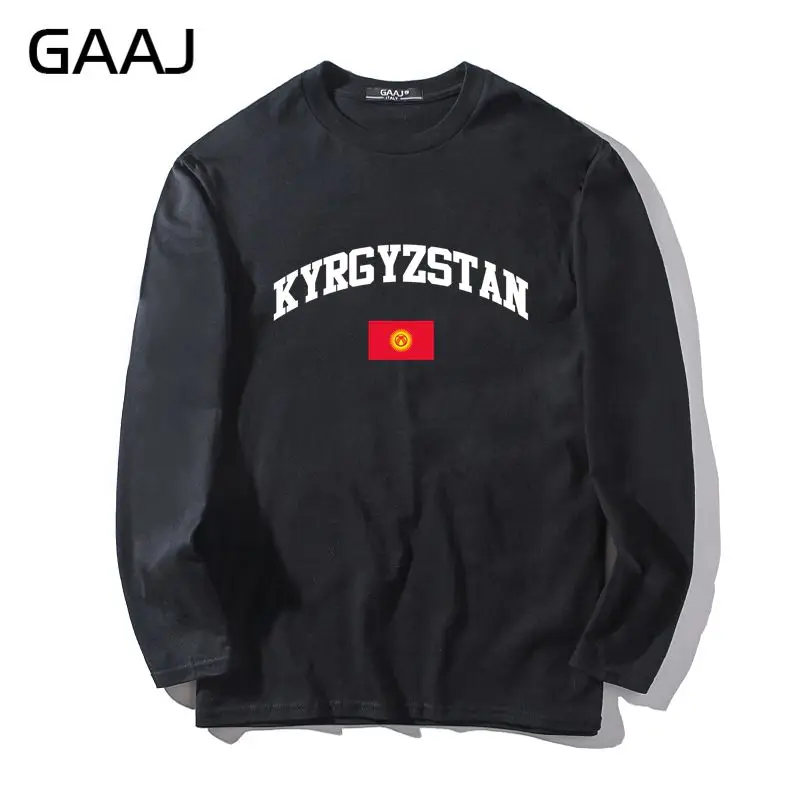 

T Shirt Men GAAJ Kyrgyzstan Flag Clothes Summer Man & Women Unisex Long Sleeve Casual Slim Fit Male Brand Clothing #N72G5
