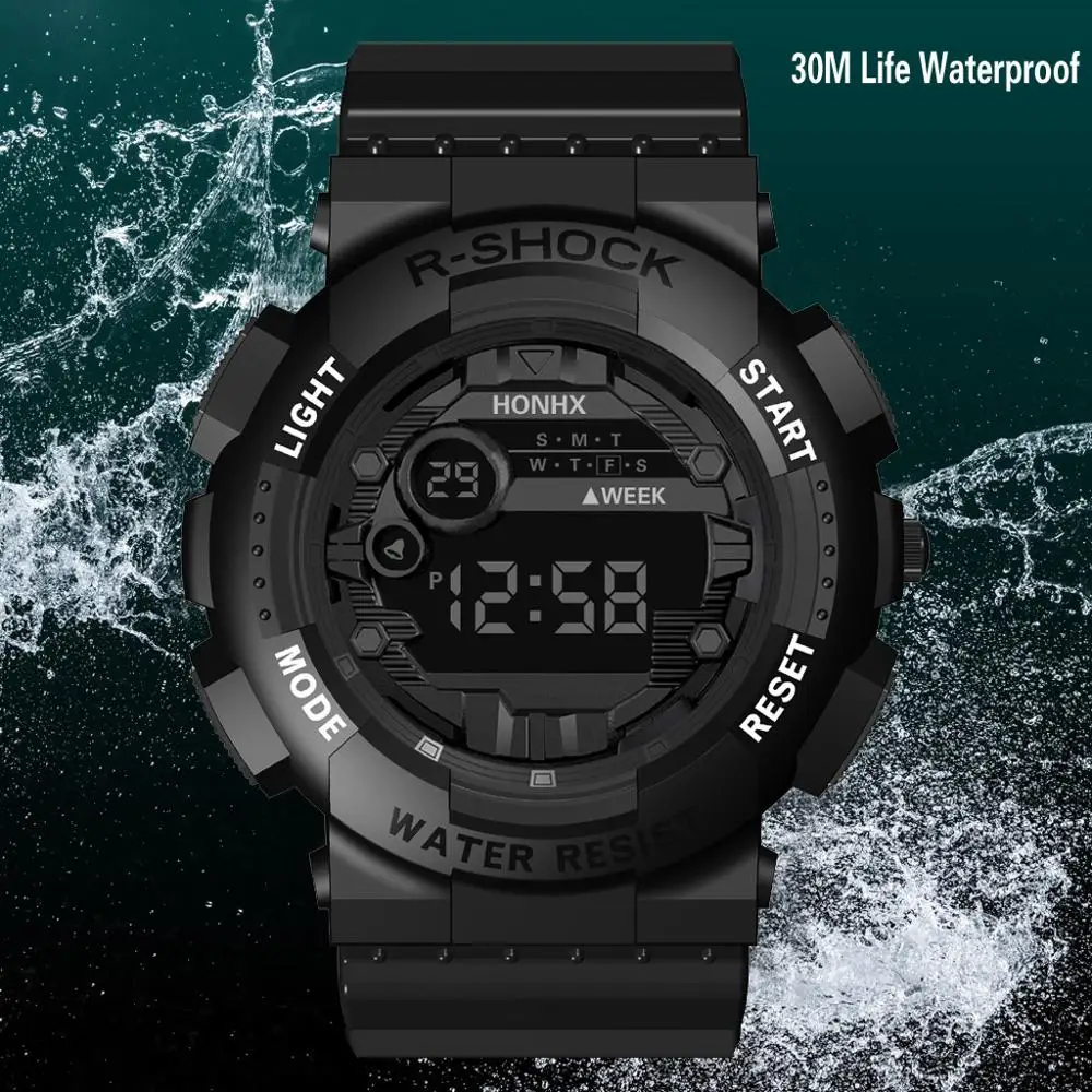 

2019 New Luxury HONHX Mens Digital LED Watch Digital Date Alarm Waterproof Sport Men Outdoor Electronic Watch Clock Dropshipping