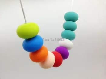 

MIX COLOR Teething Necklaces beads, Babywearing Chew Necklace - 100% Non Toxic BPA Free Silicone teething necklace pandent