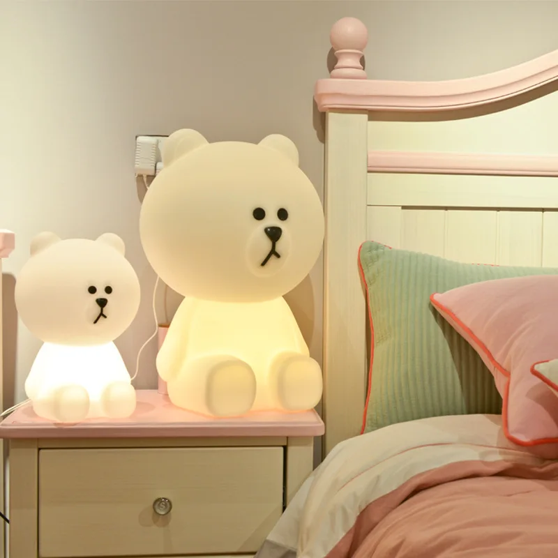 

LED projection night light cute bear cartoon light children's room decoration creative novelty gift lamp plug-in night light