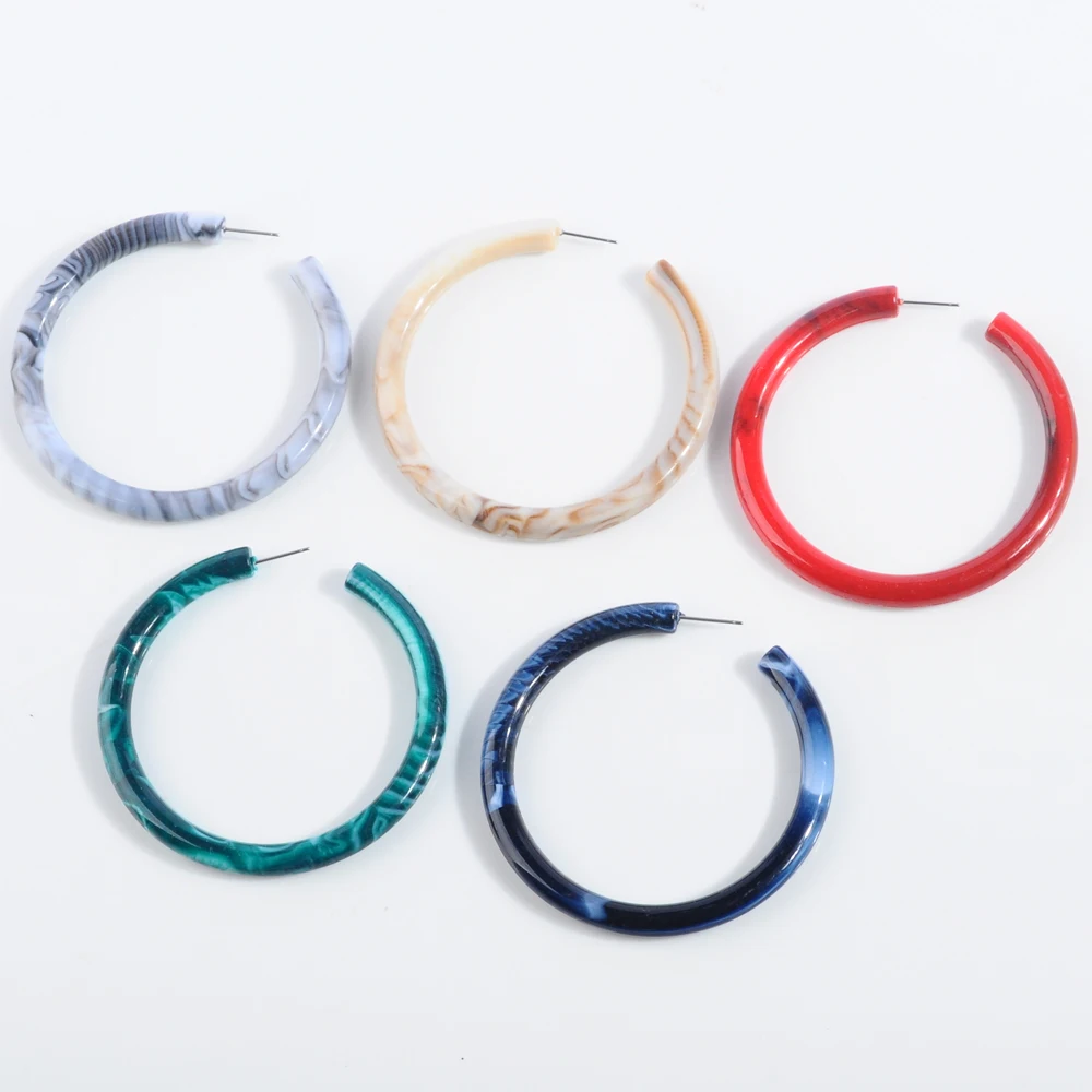 

New Fashion Colorful Geometry Big Circle Round Hoop earring For Women simple Acrylic statement Earring Femme Holiday Jewelry