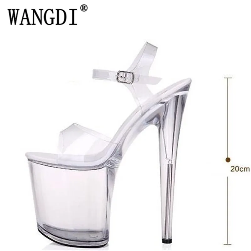 

Sandals Summer Women's Shoes Sexy Sandals Non-slip Transparent Waterproof 20cm Catwalk Shoes Crystal High-heeled Shoe Size 34-44