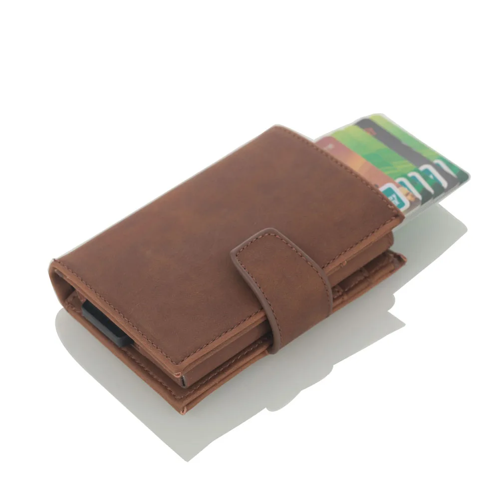 

New Pu Leather Automatic Card Wallet Credit Box Pickup Holder Anti-rfid Wallet Buxiness Card Holder Credit Card Package