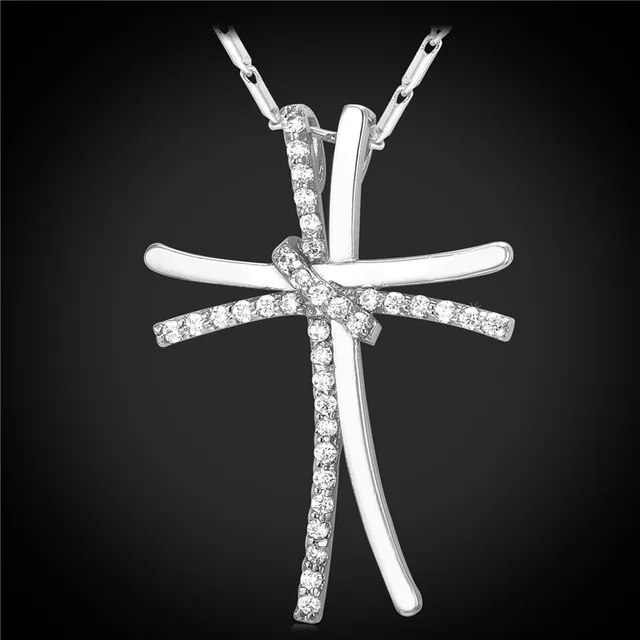 Cross Necklace Unique Design Zirconia Christian Jewelry Gold Color