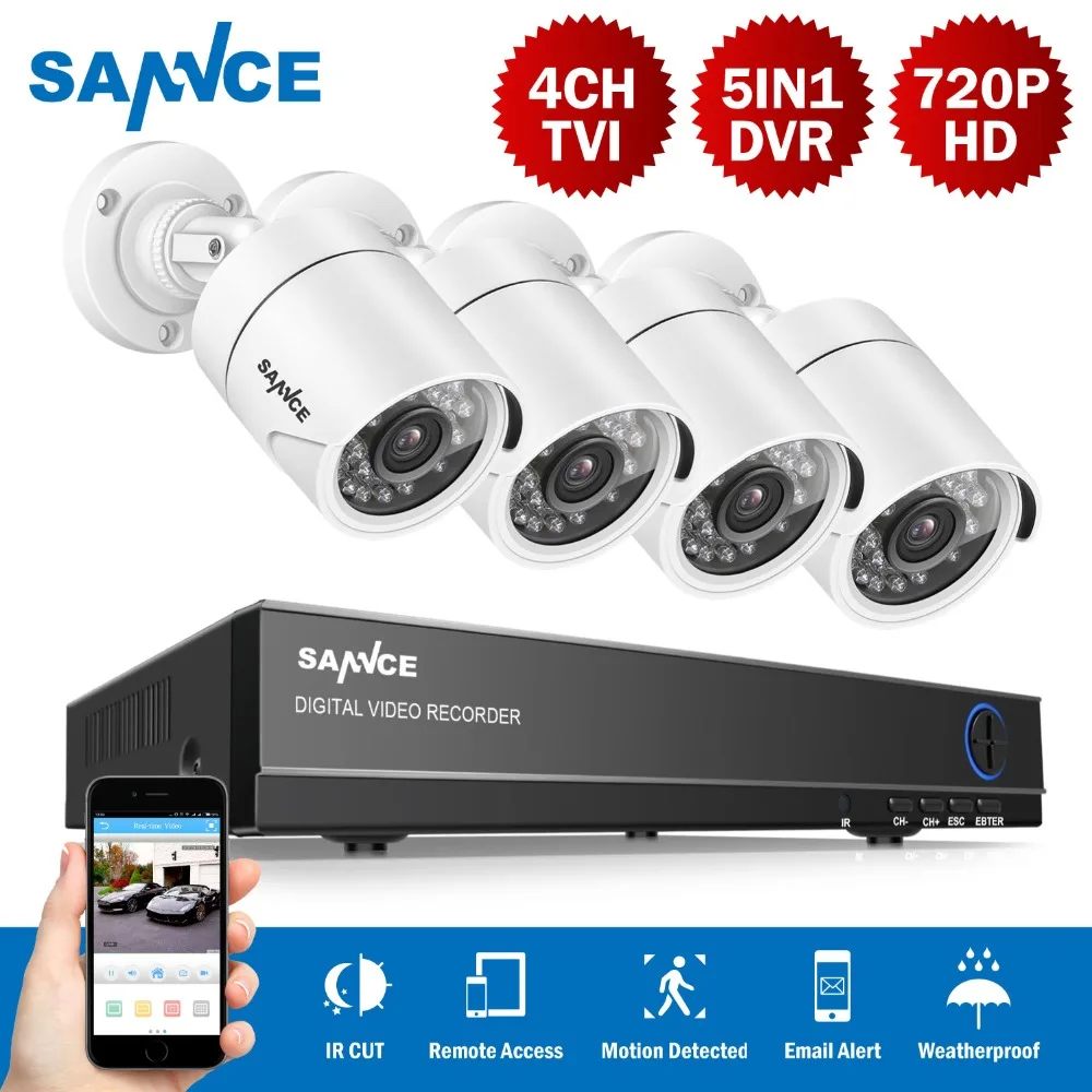 SANNCE 4CH 1080N 5 IN 1 DVR Kit System Security Surveillance HDMI 720P ...