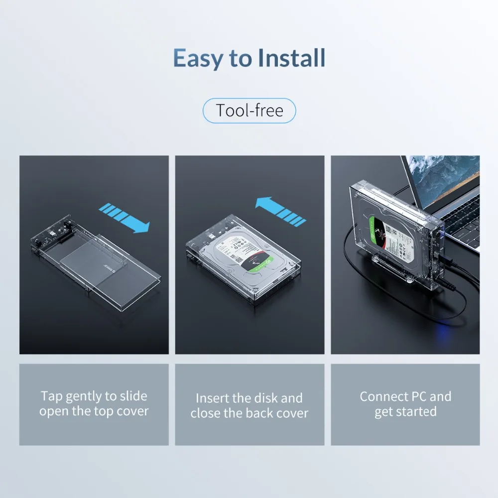 ORICO 3,5 дюйма SATA для USB 3,0 HDD чехол с держателем Поддержка 12 ТБ Макс прозрачный корпус жесткого диска
