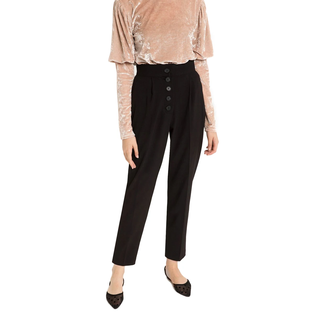 zhizaolian Brand Woman Solid Black Pants Full Length Formal Regular Button Fly Straight 2018 Summer New Fashion | Женская одежда