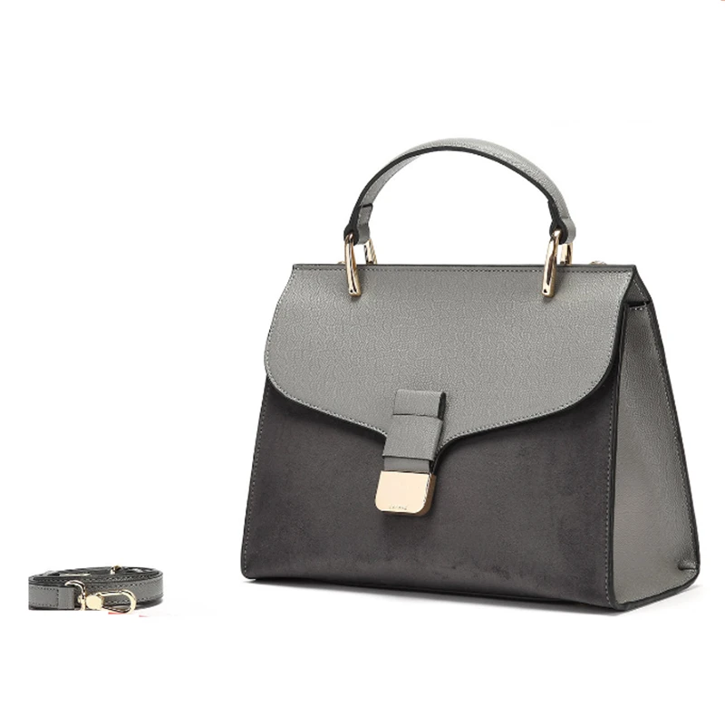 

Women's 2019 polyurethane stitched suede stitching handbag shoulder bag