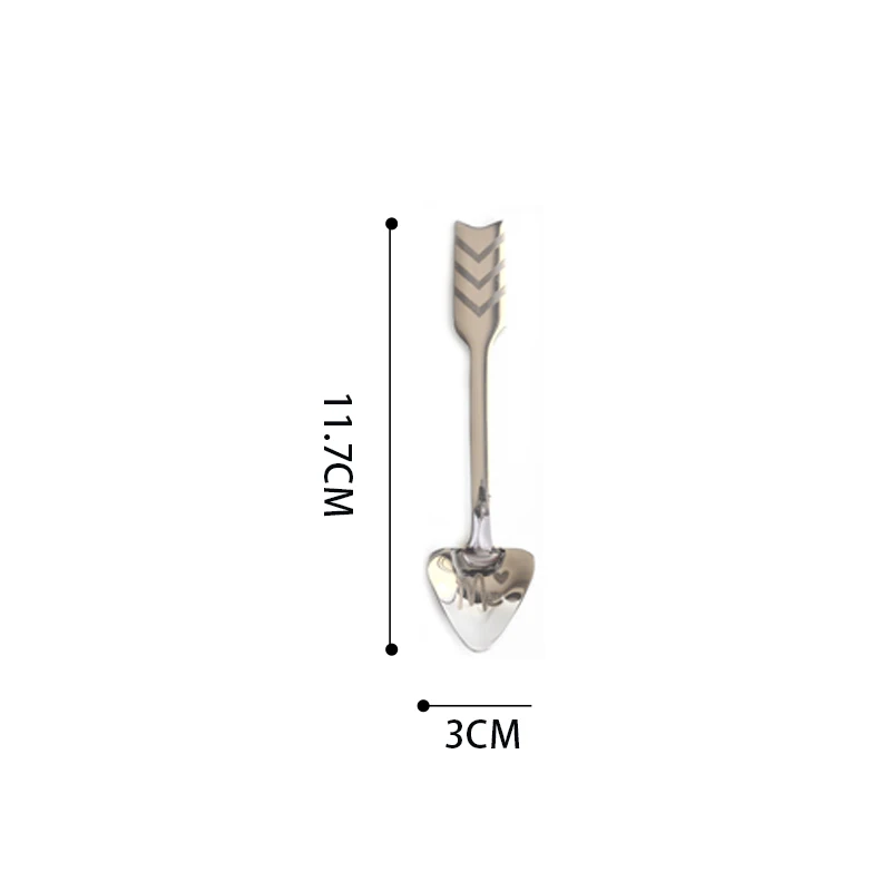 Корона набор ложка и вилка суд Сердце Любовь из нержавеющей стали десертная ложка для размешивания кофе фруктовые йогурты ложки, кухонные принадлежности - Цвет: Silver arrow spoon