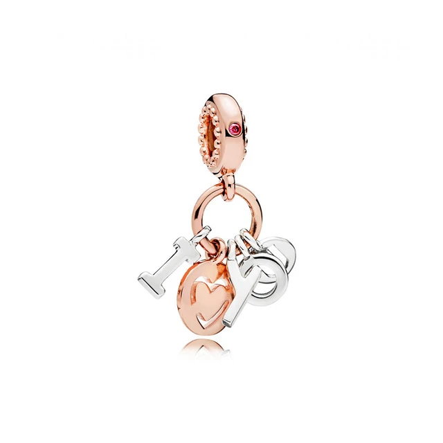

SIENTO 100% 925 Sterling Silver 1:1 786596CZR ROSE I LOVE YOU HANGING CHARM Original Women Fashion Jewelry Free Shipping