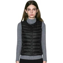 90% Пуховики на белом утином пуху Для женщин короткие с круглым вырезом ультра легкий пуховый жилет Повседневное без рукавов легкие тонкие пуховой жилет RE0370