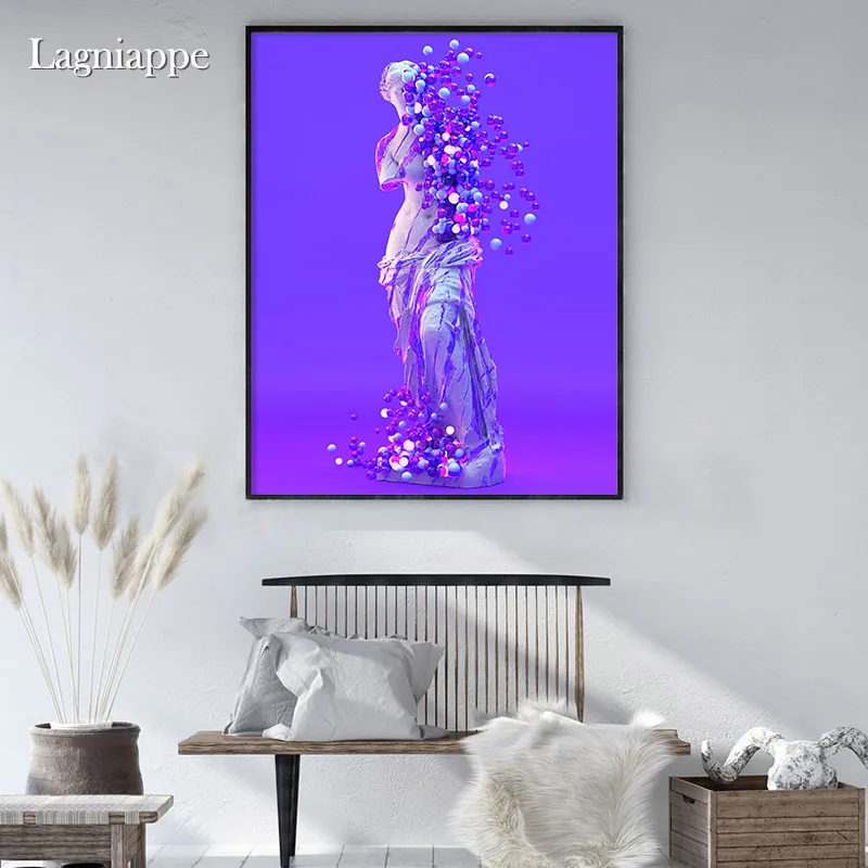 

Colorful illustration Plaster statue neon Pop Home living Room Bedroom Decor Print Poster Picture Painting Wall Art Canvas