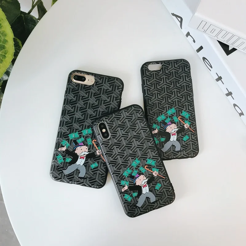 

Luxury Warrior Monopoly Dollar Mr Mobbin Soft Silicone Case For iphone XS MAX XR 6plus 7 7plus 8 8plus Grid Relief Scrub Fundas