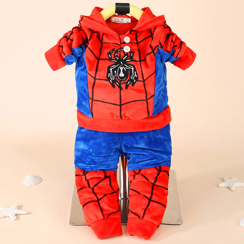 

Newborn Baby Spiderman Clothes Autumn Winter Baby Girls Fleece Clothes Hoodie+Pant Outfit Suit Infant Tracksuit For Baby Sets