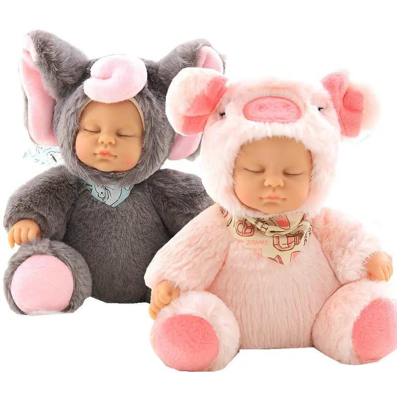 

17cm 28cm hot toys doll reborn sleeping baby girl cosplay Japanese Anime Totoro suitting hello kitty baby girl toys for kids