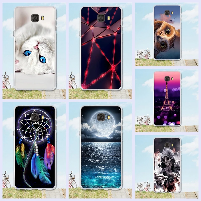 Casual Slim Back Case For Samsung Galaxy C9 Pro C9000 TPU Cover PU Painting Design Phone Fundas c9 Capa | Мобильные телефоны и