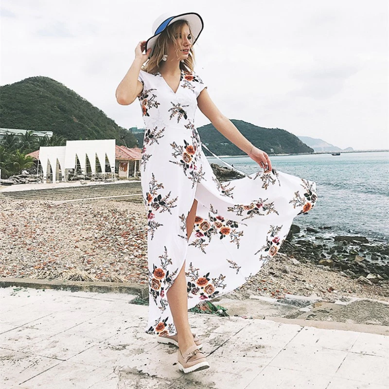 vestidos largos verano vestidos tallas xxl ropa vestidos sueltos cuello en v vestidos playeros de flores vestidos boho hippie chic vestidos casual señora 0326|vestidos largos de verano|summer maxi dressmaxi