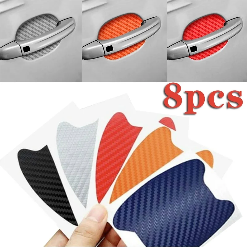 8pcs 9cmX10cm/6.8cm X 8.5cm Handle Sticker Tape 3D Carbon Fiber Car Door Bowl Film Scratch tape | Обустройство дома