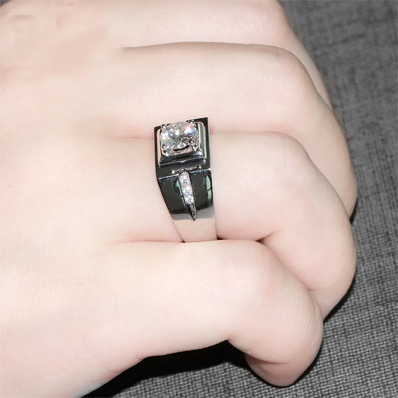 Yanhui роскошь, мужское кольцо, настоящее 925 пробы, серебряные обручальные кольца для мужчин, набор, 1 карат, CZ Циркон, обручальное кольцо, ювелирное изделие, подарок NJZ029